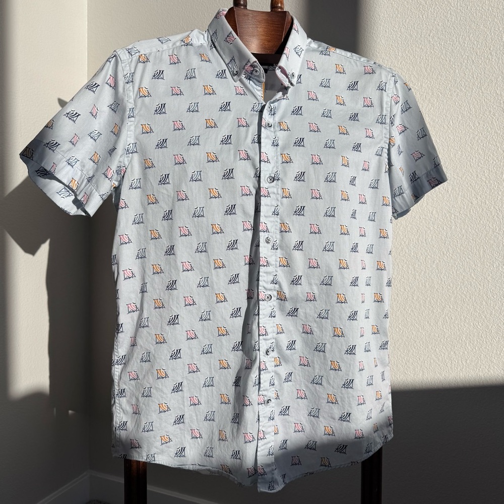 Guide London Premium Men’s Short Sleeve Button-Up – Size L – 100% Cotton